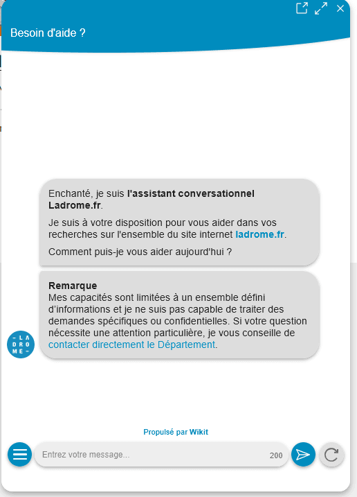 Le département de la Drôme utilise un Chat Bot pour répondre aux question de ses administrés 