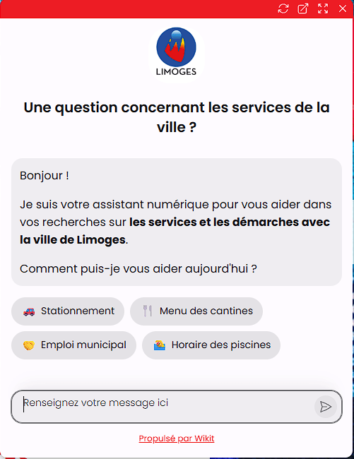 chat bot de la ville de limoges - IA aide à la décision collectivités