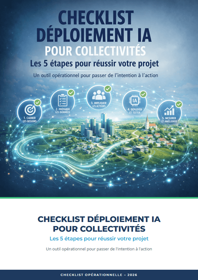Couverture de la checklist déploiement IA pour collectivités - les 5 étapes clés